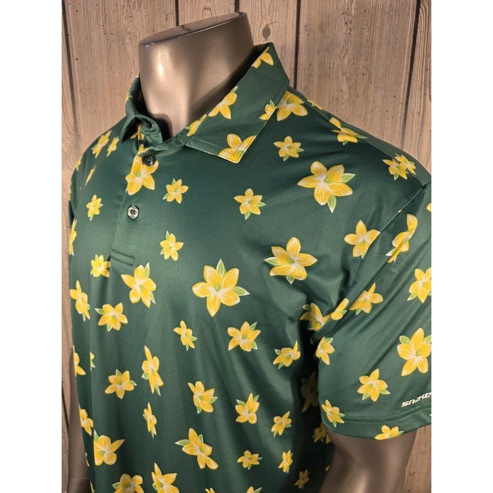 Snake  Eyes Azalea Polo Shirt Green Floral Mens 2XL Golf
